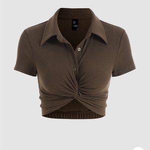 Cider brown polo crop shirt